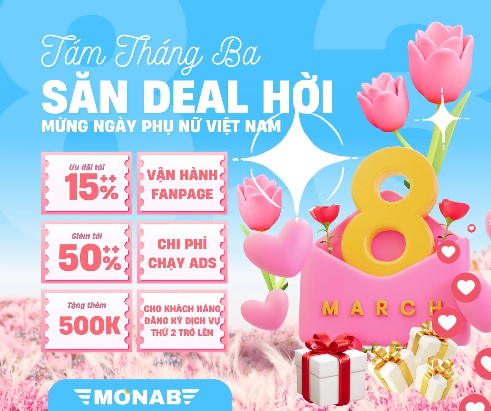 Mừng 8/3 – monab tung deal siêu hời cho chủ doanh nghiệp